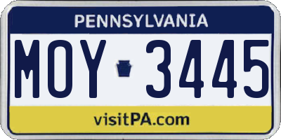 PA license plate MOY3445