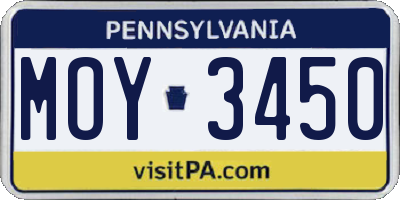 PA license plate MOY3450