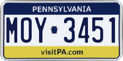 PA license plate MOY3451