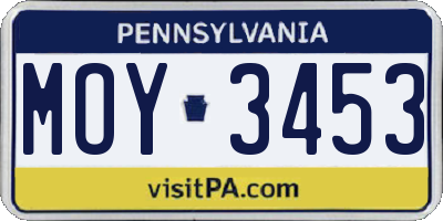 PA license plate MOY3453
