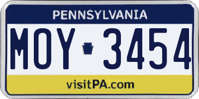 PA license plate MOY3454