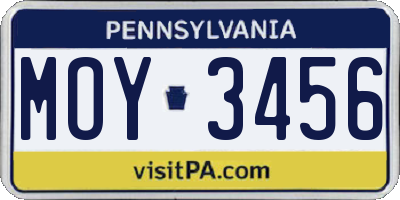 PA license plate MOY3456