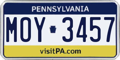 PA license plate MOY3457