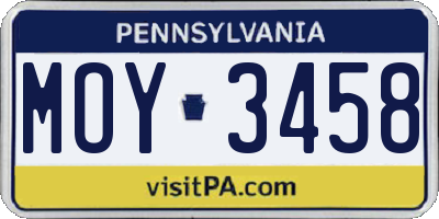 PA license plate MOY3458