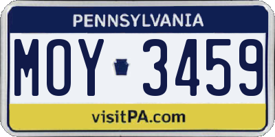 PA license plate MOY3459