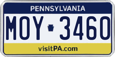 PA license plate MOY3460