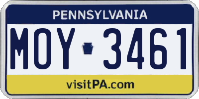PA license plate MOY3461