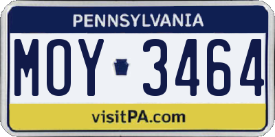 PA license plate MOY3464