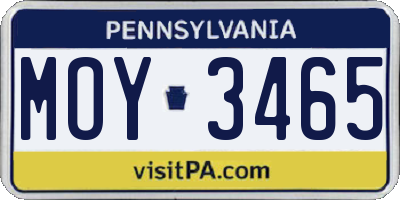 PA license plate MOY3465