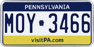 PA license plate MOY3466