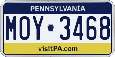 PA license plate MOY3468