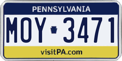 PA license plate MOY3471