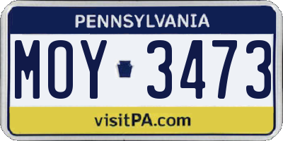 PA license plate MOY3473
