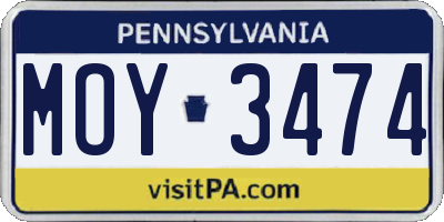PA license plate MOY3474