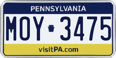 PA license plate MOY3475