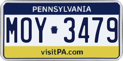 PA license plate MOY3479
