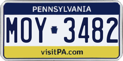PA license plate MOY3482