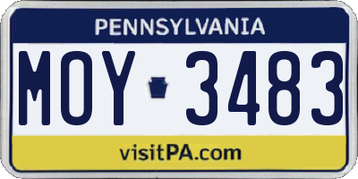 PA license plate MOY3483