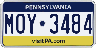 PA license plate MOY3484
