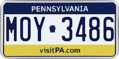 PA license plate MOY3486