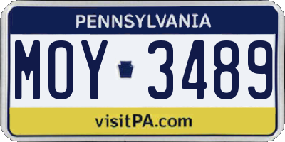 PA license plate MOY3489