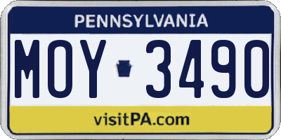 PA license plate MOY3490