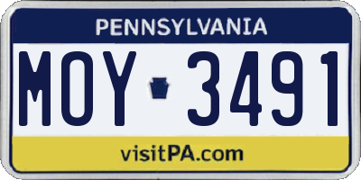 PA license plate MOY3491