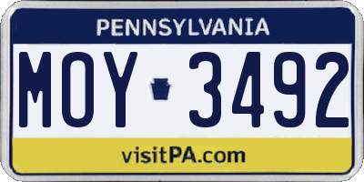 PA license plate MOY3492