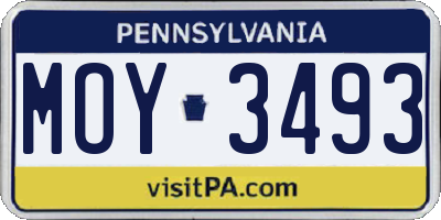 PA license plate MOY3493