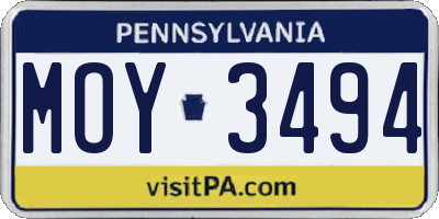 PA license plate MOY3494