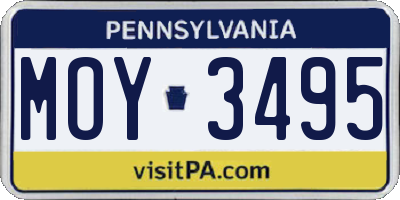 PA license plate MOY3495