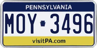 PA license plate MOY3496