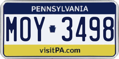 PA license plate MOY3498