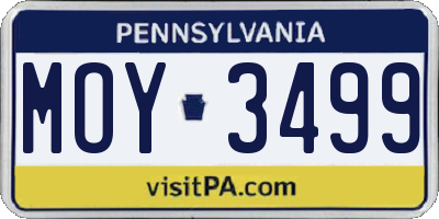 PA license plate MOY3499