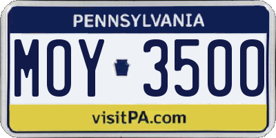 PA license plate MOY3500