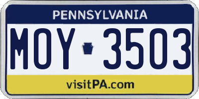 PA license plate MOY3503