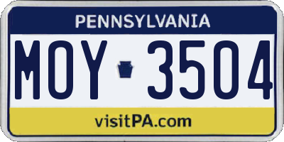 PA license plate MOY3504