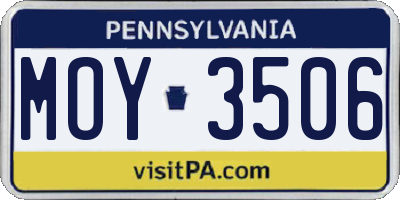 PA license plate MOY3506