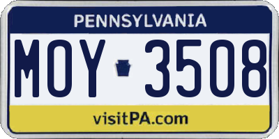 PA license plate MOY3508