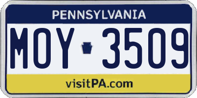 PA license plate MOY3509