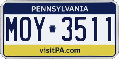 PA license plate MOY3511