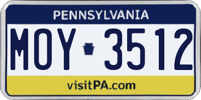 PA license plate MOY3512