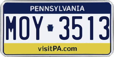 PA license plate MOY3513