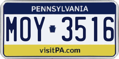 PA license plate MOY3516