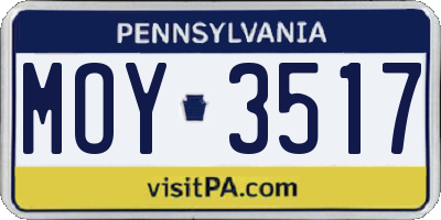 PA license plate MOY3517