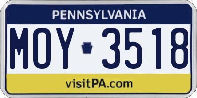 PA license plate MOY3518