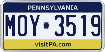 PA license plate MOY3519