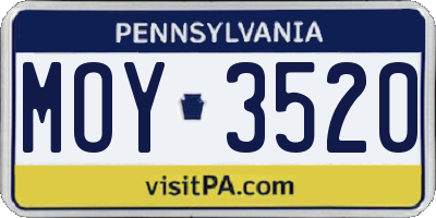 PA license plate MOY3520