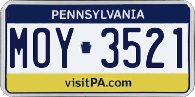 PA license plate MOY3521