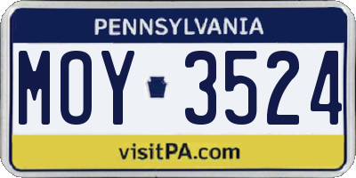 PA license plate MOY3524